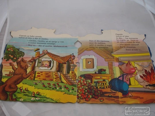 Libro troquelado. Los tres cerditos.  Grafos. 1961. Cuento popular