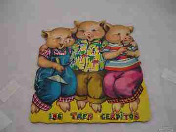 Libro troquelado. Los tres cerditos.  Grafos. 1961. Cuento popular