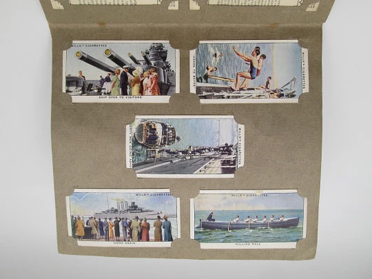 Life in the Royal Navy picture cards album. Wills cigarettes. 50 colour images. 1940's