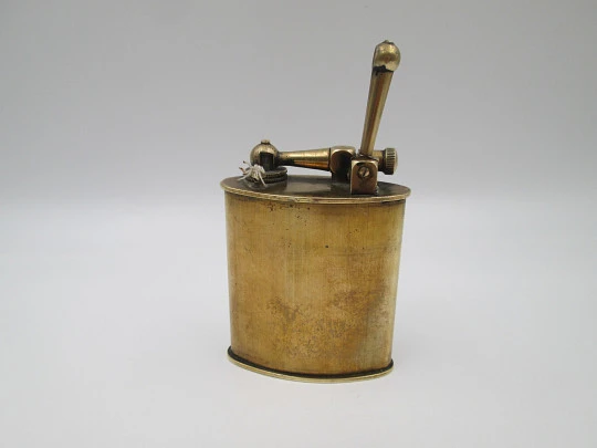 Lift arm petrol table desk lighter. Bronze. Sterling silver stamp. France. 1930's Lift arm petrol table desk lighter. Bronze. Sterling silver stamp. France. 1930's