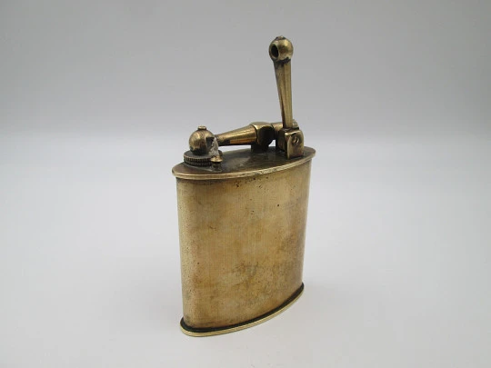 Lift arm petrol table desk lighter. Bronze. Sterling silver stamp. France. 1930's Lift arm petrol table desk lighter. Bronze. Sterling silver stamp. France. 1930's