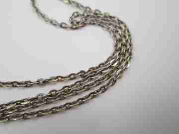 Link chain with crucifix pendant. Sterling silver. Openwork cross. 1970's