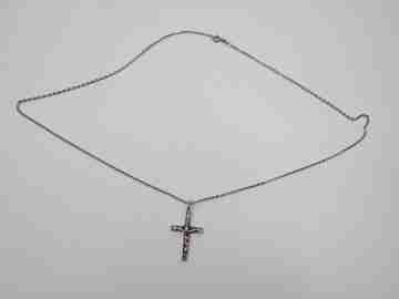 Link chain with crucifix pendant. Sterling silver. Openwork cross. 1970's
