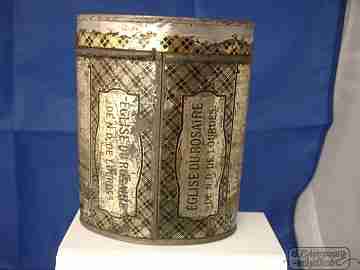 Lithographed tin box. Medicinal water glass. Crystal carving