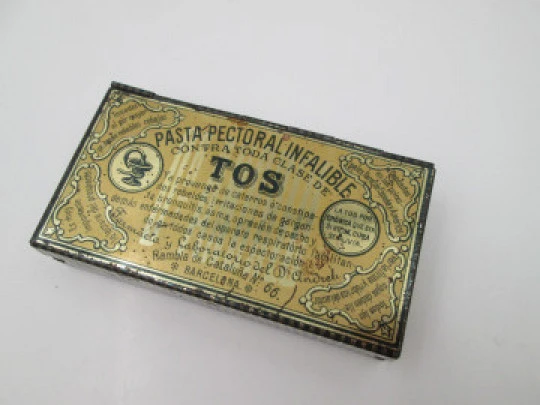 Lithographed tinplate box. Pectoral cough paste from Doctor Andreu. 1920's. Spain