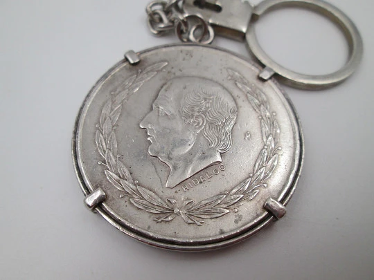 Llavero para caballero. Plata de ley. Moneda cinco pesos mexicanos Miguel Hidalgo. 1953 Llavero para caballero. Plata de ley. Moneda cinco pesos mexicanos Miguel Hidalgo. 1953