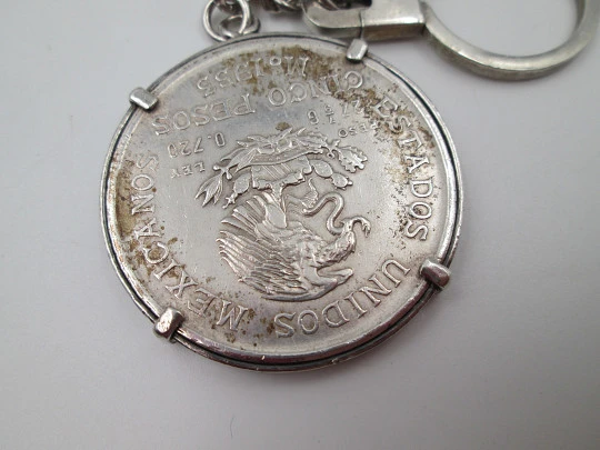 Llavero para caballero. Plata de ley. Moneda cinco pesos mexicanos Miguel Hidalgo. 1953 Llavero para caballero. Plata de ley. Moneda cinco pesos mexicanos Miguel Hidalgo. 1953
