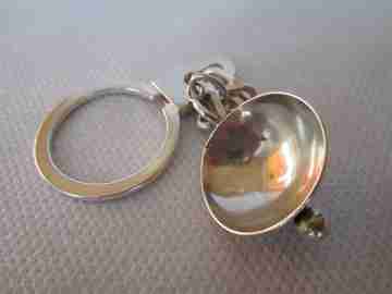 Llavero unisex. Plata de ley. Casco alado. Años 80. Cadena y argolla