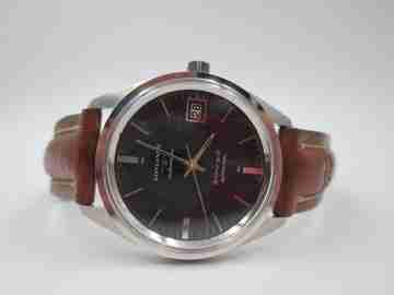 Longines Admiral 5 stars. Stainless steel. Automatic. Black dial. Calendar. 1960's
