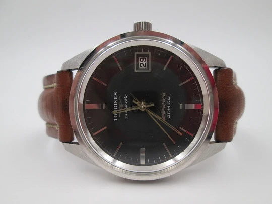 Longines Admiral 5 stars. Stainless steel. Automatic. Black dial. Calendar. 1960's