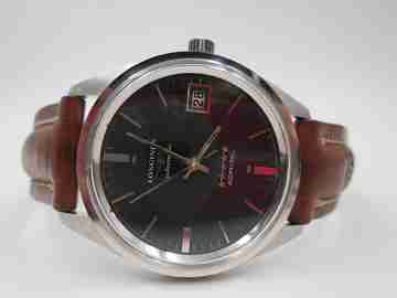 Longines Admiral 5 stars. Stainless steel. Automatic. Black dial. Calendar. 1960's
