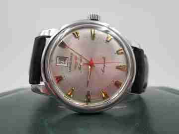 Longines Conquest Heritage. Acero. Fecha. Automático. Logo oro. Estuche