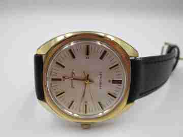 Longines Conquest. Gold plated. Manual wind. Strap. 1960's