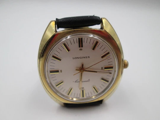 Longines Conquest. Gold plated. Manual wind. Strap. 1960's