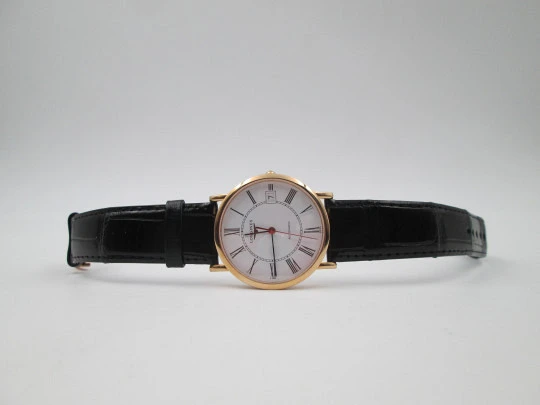 Longines Elegant. Oro rosa 18 quilates. Automático. Fondo vista. Calendario. Estuche