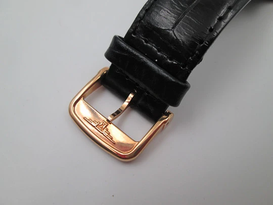 Longines Elegant. Oro rosa 18 quilates. Automático. Fondo vista. Calendario. Estuche