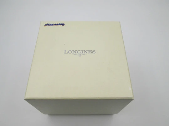 Longines Elegant. Oro rosa 18 quilates. Automático. Fondo vista. Calendario. Estuche