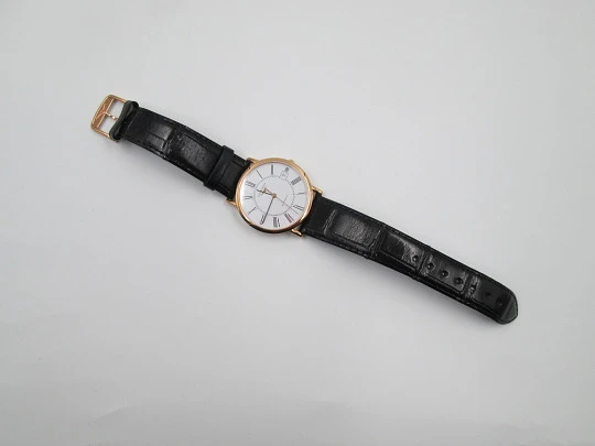 Longines Elegant. Oro rosa 18 quilates. Automático. Fondo vista. Calendario. Estuche