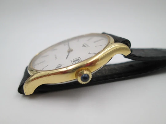 Longines extraplano. Acero y chapado oro 20 micras. Automático. Calendario. Correa