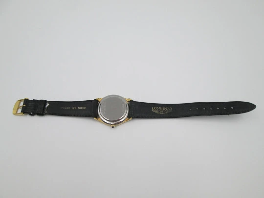 Longines extraplano. Acero y chapado oro 20 micras. Automático. Calendario. Correa