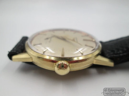 Longines Flagship. 18k yellow gold. 1950's. Strap. Box. Manual wind