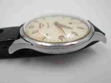 Longines Flagship. Manual wind. Stainless steel. Sub Second. Leather strap. 1960's