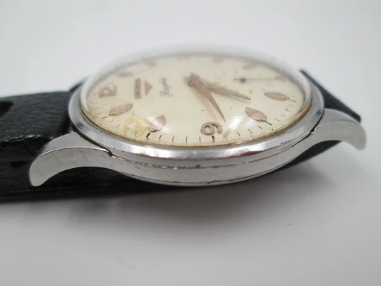 Longines Flagship. Manual wind. Stainless steel. Sub Second. Leather strap. 1960's