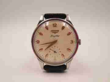 Longines Flagship. Manual wind. Stainless steel. Sub Second. Leather strap. 1960's