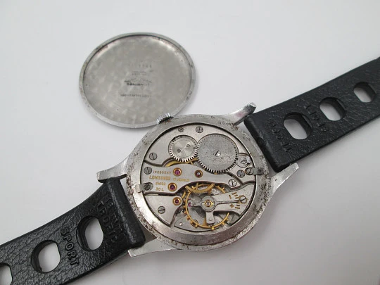 Longines Flagship. Manual wind. Stainless steel. Sub Second. Leather strap. 1960's