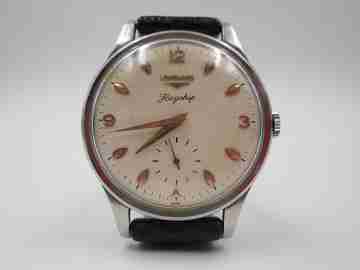 Longines Flagship. Manual wind. Stainless steel. Sub Second. Leather strap. 1960's