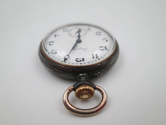 Longines lepine. Hierro y metal dorado. Remontoir. Dial porcelana. Segundero. 1890
