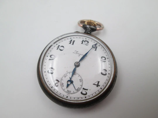Longines lepine. Hierro y metal dorado. Remontoir. Dial porcelana. Segundero. 1890