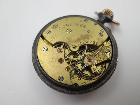 Longines lepine. Hierro y metal dorado. Remontoir. Dial porcelana. Segundero. 1890
