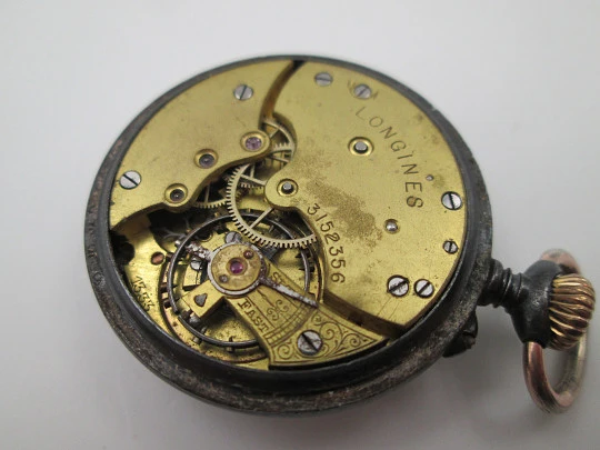 Longines lepine. Hierro y metal dorado. Remontoir. Dial porcelana. Segundero. 1890