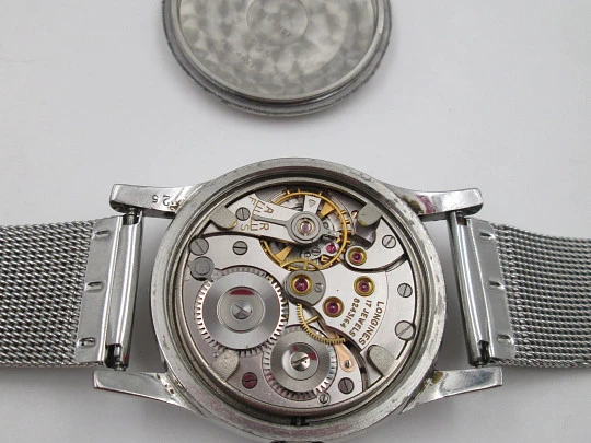 Longines military watch. Stainless steel. Manual wind. Minutes scale. Bracelet. 1950's Longines military watch. Stainless steel. Manual wind. Minutes scale. Bracelet. 1950's