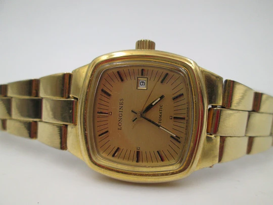 Longines mujer. Chapado oro 20 micras y acero. Automático. Calendario. Brazalete