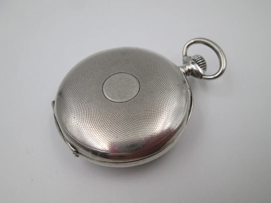 Longines open-faced pocket watch. 800 sterling silver. Stem-wind / pin-set. 1890's