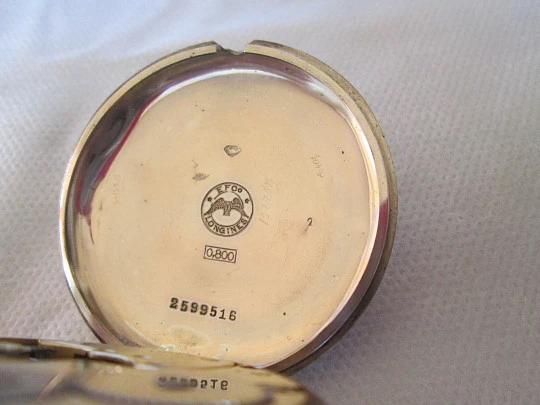 Longines. 800 sterling silver. Open face. Stem-wind. 1920's. Box