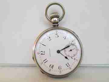 Longines. 900 sterling silver. Open face. Stem-wind with lever. Guilloche
