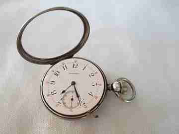 Longines. 900 sterling silver. Open face. Stem-wind with lever. Guilloche