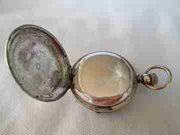 Longines. 900 sterling silver. Open face. Stem-wind with lever. Guilloche