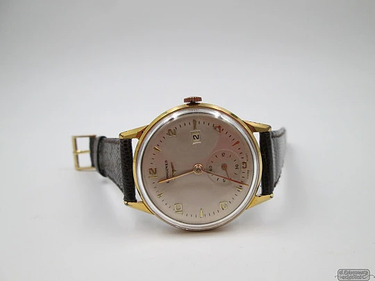 Longines. Acero / chapado oro 20 micras. Fecha. Segundero. Cuerda. 1950