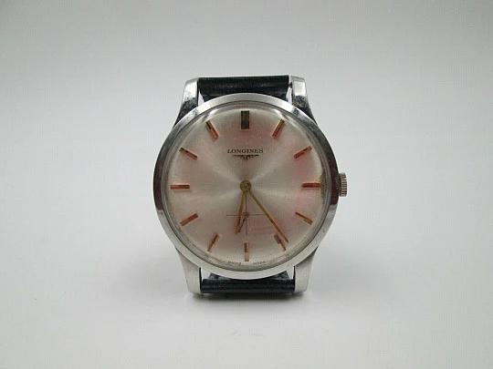 Longines. Acero inoxidable. Cuerda manual. Segundero. 1960. Suiza Longines. Acero inoxidable. Cuerda manual. Segundero. 1960. Suiza