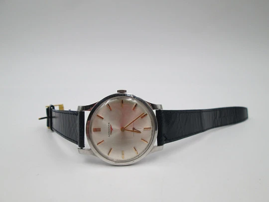 Longines. Acero inoxidable. Cuerda manual. Segundero. 1960. Suiza Longines. Acero inoxidable. Cuerda manual. Segundero. 1960. Suiza