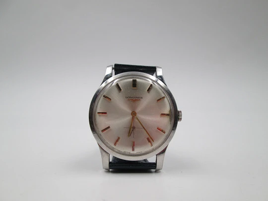Longines. Acero inoxidable. Cuerda manual. Segundero. 1960. Suiza Longines. Acero inoxidable. Cuerda manual. Segundero. 1960. Suiza