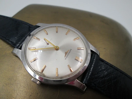 Longines. Acero inoxidable. Cuerda manual. Segundero. 1960. Suiza Longines. Acero inoxidable. Cuerda manual. Segundero. 1960. Suiza