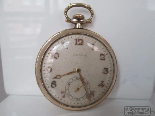 Longines. Open face. 20 Micron gold plated. Stem-wind. 1930's