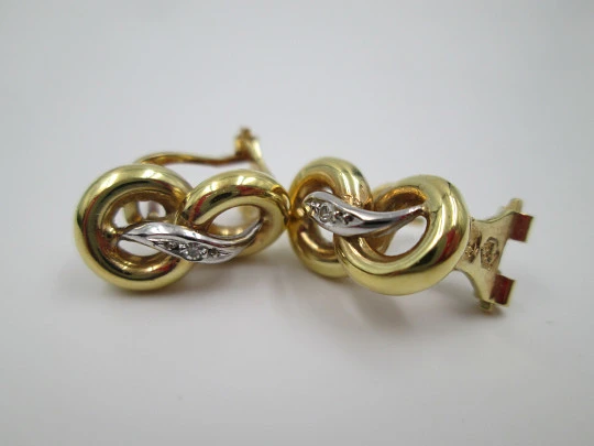 Loop women's earrings. 18k yellow & white gold. Diamonds. French clasp