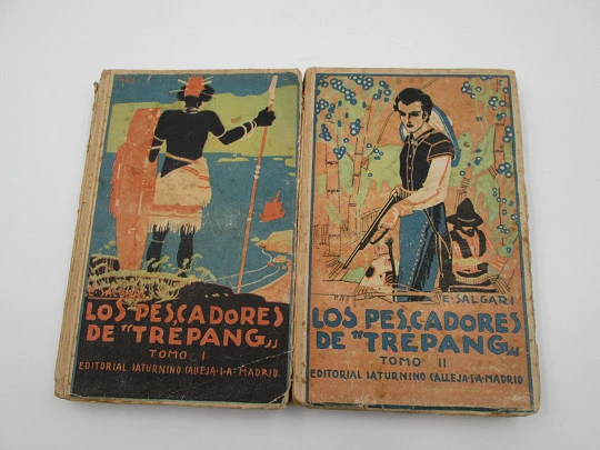Los pescadores de Trépang. Saturnino Calleja. Tapas blandas. 2 tomos. Ilustraciones. 1910