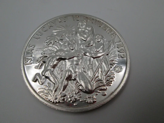 Lucayas Islands / V Centennial Discovery America. Pure silver. Prieto